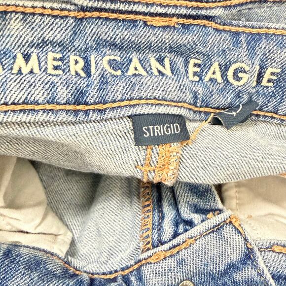 American Eagle Super High Rise Baggy Straight Jeans Mid Wash Womens Size 000 - Picture 6 of 13